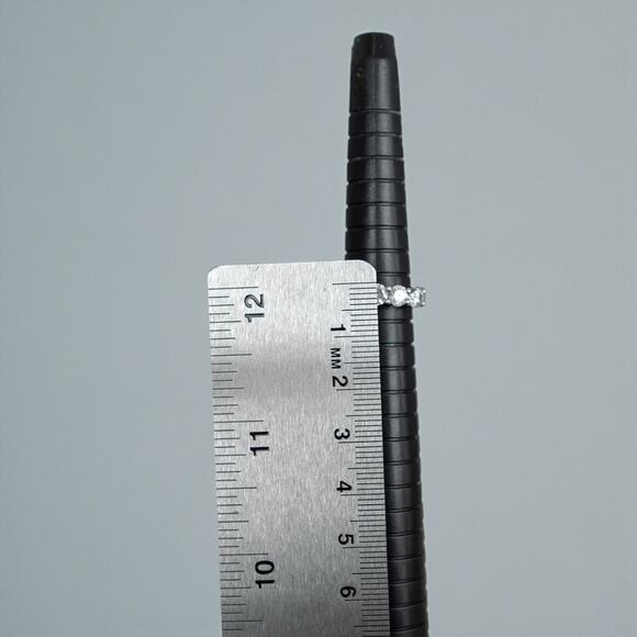 Vintage Sterling Silver CZ Three Stone Engagement Wedding Ring Size 4.75 - Picture 9 of 9